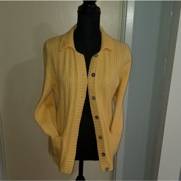 Vintage yellow cardigan crochet no tag - Picture 12 of 12